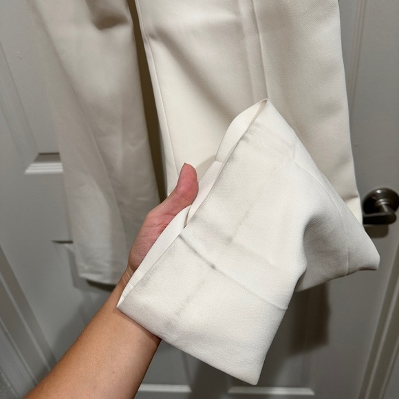 Theory Women Deep Pleat Crepe Cream Trouser Pants - Picture 11 of 12